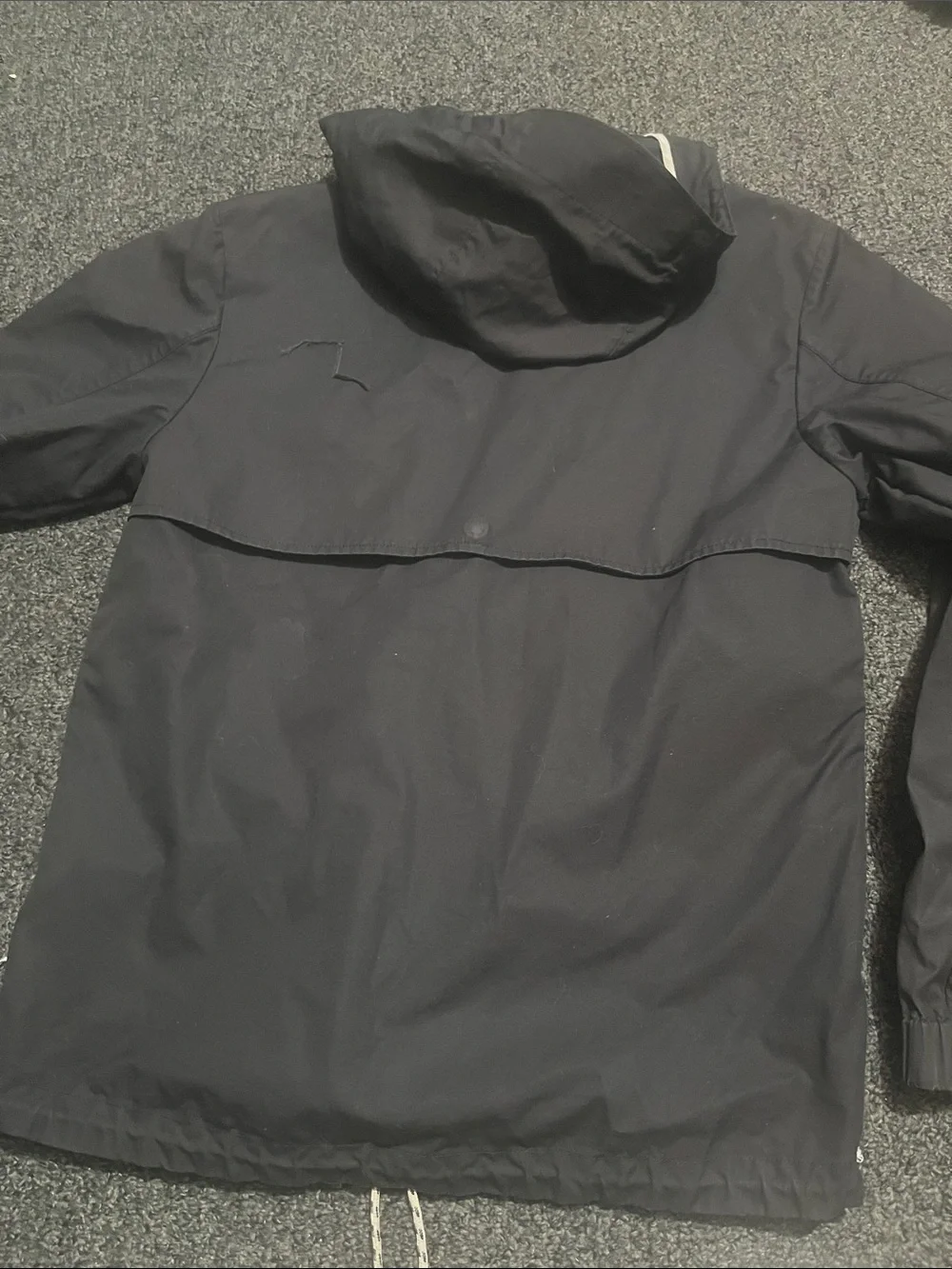 Levi's Black Hooded Windbreaker Jacket with White Zip Accents